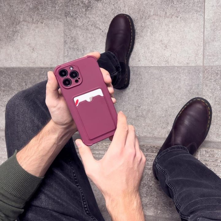 iPhone 13 Pro kortelių dėklas Card Armor Case Pouch Cover for iPhone 13 Pro Card Wallet Silicone Air Bag Armor Red