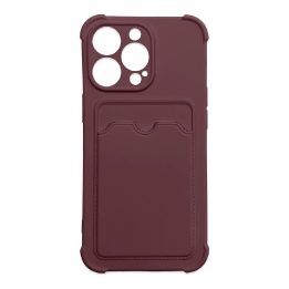 Kortelės šarvų dėklas dėklas, skirtas iPhone 13 Pro kortelių piniginei, silikoninis oro krepšys, šarvų dėklas, aviečių spalvos