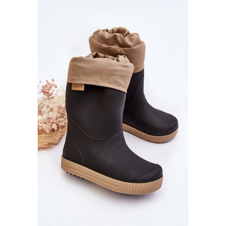 Vaikiški batai su vidiniu pamušalu Snow Wave Gokids 981 Black-Smėlio spalvos