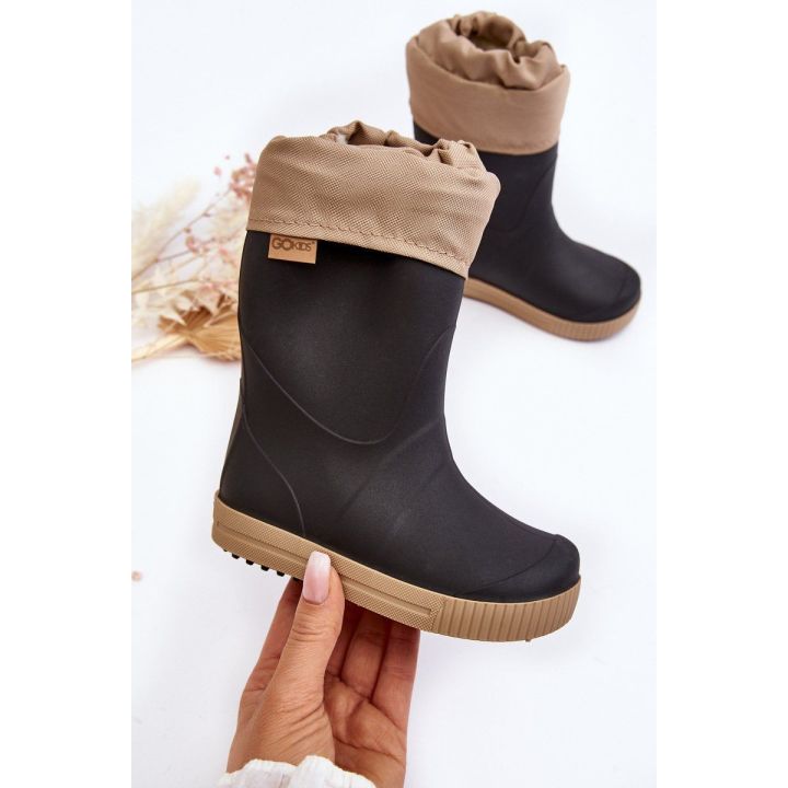Vaikiški batai su vidiniu pamušalu Snow Wave Gokids 981 Black-Smėlio spalvos