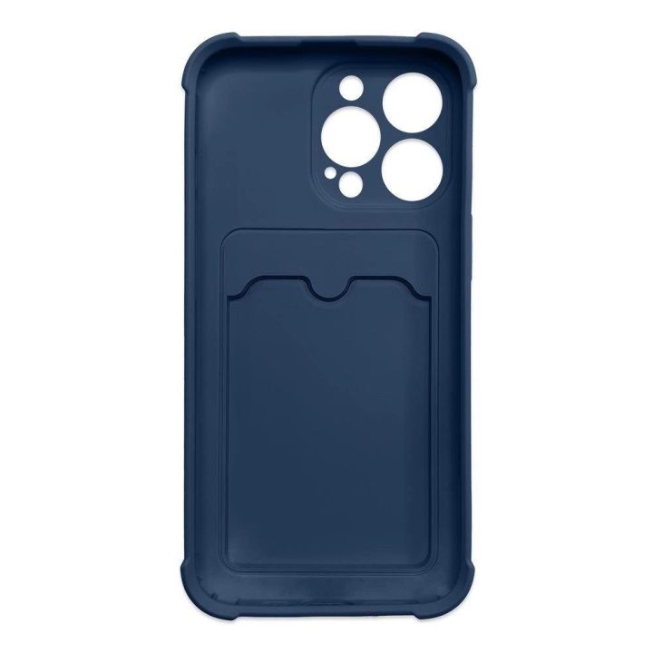 Kortelės šarvų dėklas dėklas dangtelis Samsung Galaxy A22 4G kortelių piniginė silikoninis šarvų dangtelis oro krepšys Navy Blue