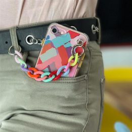 Spalvotas grandininis dėklas gelinis lankstus elastingas dėklas su grandinėlės pakabuku, skirtas iPhone 13 mini, įvairiaspalvis