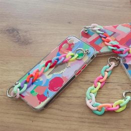 Spalvotas grandininis dėklas gelinis lankstus elastingas dėklas su grandininiu pakabuku, skirtas iPhone 13 mini , įvairiaspalvis