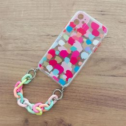 Spalvotas grandininis dėklas gelinis lankstus elastingas dėklas su grandinėlės pakabuku, skirtas Samsung Galaxy A32 4G , įvairia
