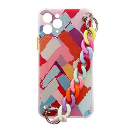 Spalvotas grandininis dėklas gelinis lankstus elastingas dėklas su grandinėlės pakabuku, skirtas Samsung Galaxy A32 5G , įvairia