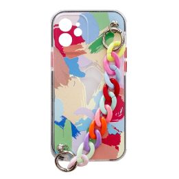 Spalvotas grandininis dėklas gelinis lankstus elastingas dėklas su grandinėlės pakabuku, skirtas Samsung Galaxy S21 5G , įvairia