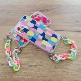 Spalvotas grandininis dėklas gelinis lankstus elastingas dėklas su grandinėlės pakabuku, skirtas Samsung Galaxy S21 Ultra 5G , į