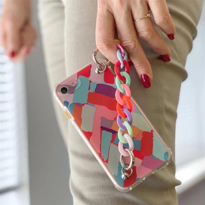 Spalvotas grandininis dėklas gelinis lankstus elastingas dėklas su grandinėlės pakabuku, skirtas Xiaomi Redmi Note 10 5G , įvair