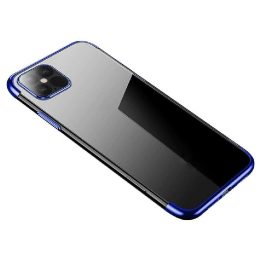 Skaidrios spalvos korpuso gelinis TPU galvaninis rėmelis, skirtas iPhone 13 mini blue