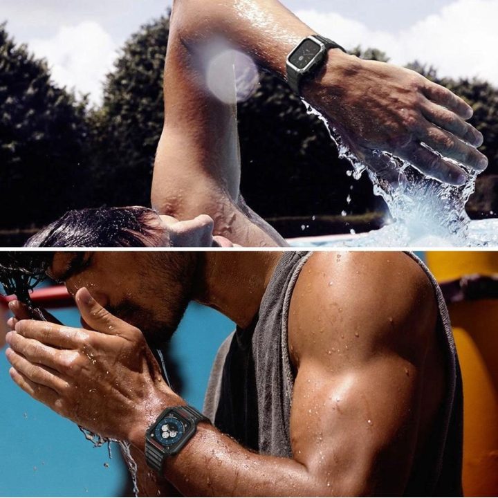 Apsauginis dirželis Juosta Juosta su dėklu, skirta Apple Watch 7 / SE (41/40 / 38 mm) korpusui Šarvuotas laikrodžio dangtelis Ju