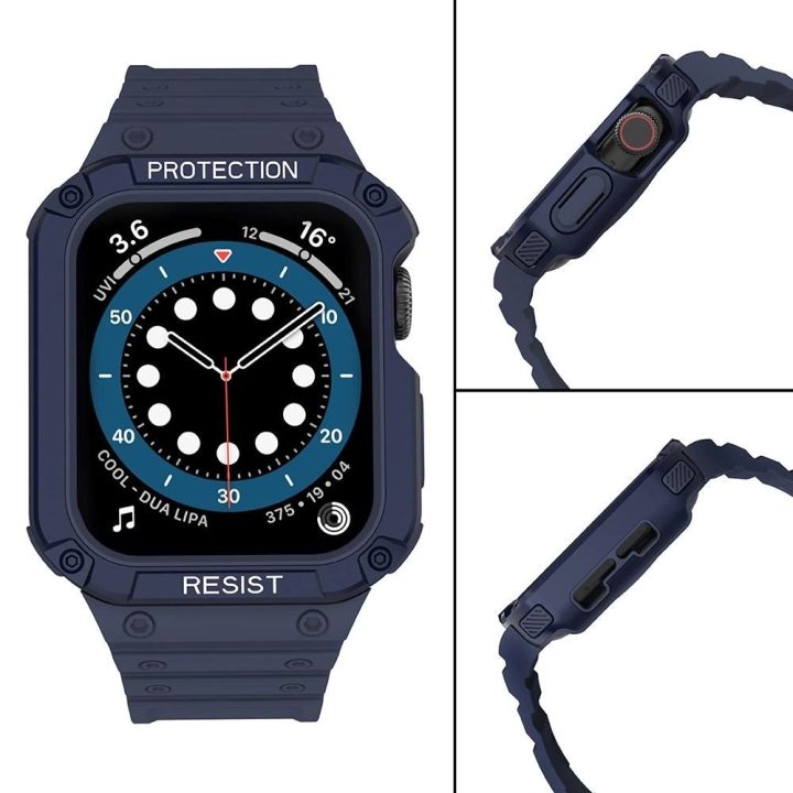 Apsauginis dirželis Juosta Juosta su dėklu, skirta Apple Watch 7 / SE (41/40 / 38 mm) Šarvuotas laikrodžio dangtelis mėlynas