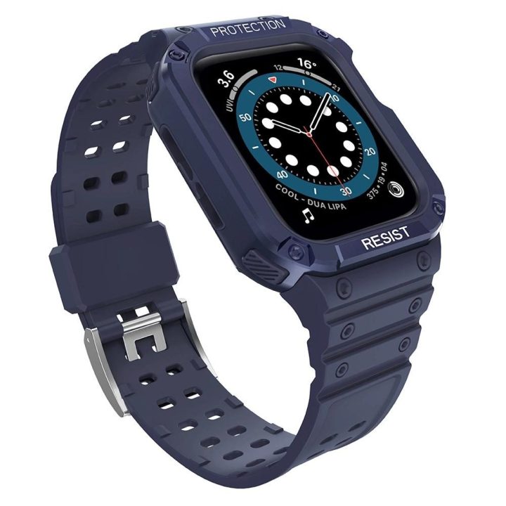 Apsauginis dirželis Juosta Juosta su dėklu, skirta Apple Watch 7 / SE (41/40 / 38 mm) Šarvuotas laikrodžio dangtelis mėlynas