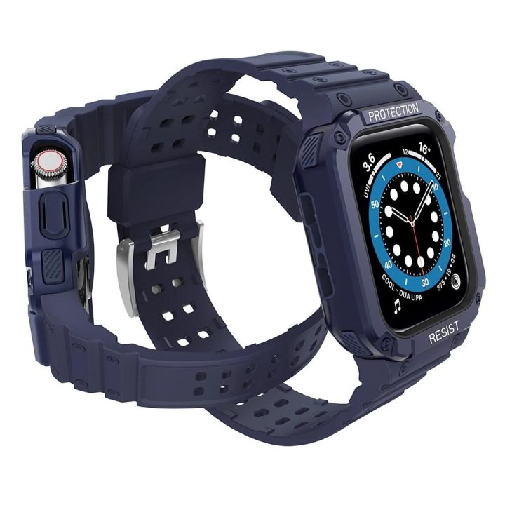 Apsauginis dirželis Juosta Juosta su dėklu, skirta Apple Watch 7 / SE (41/40 / 38 mm) Šarvuotas laikrodžio dangtelis mėlynas