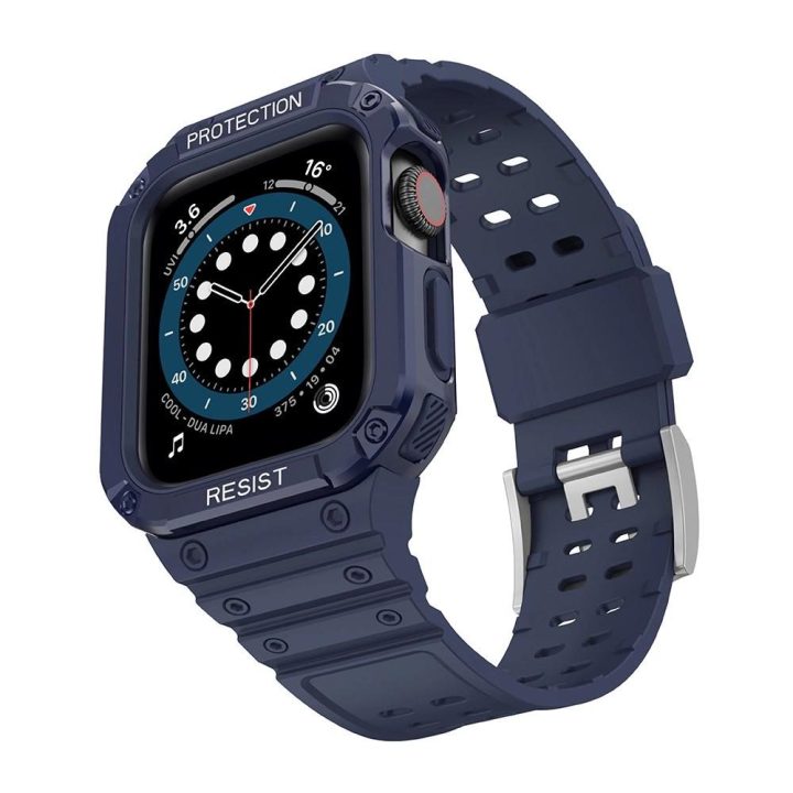Apsauginis dirželis Juosta Juosta su dėklu, skirta Apple Watch 7 / SE (41/40 / 38 mm) Šarvuotas laikrodžio dangtelis mėlynas