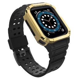 Apsauginis dirželis su dėklu, skirtas Apple Watch 7 / SE (45/44 / 42 mm) korpuso šarvuotam laikrodžio dangteliui, juodas