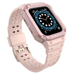 Apsauginis dirželis su dėklu Apple Watch 7 / SE (45/44 / 42 mm) korpuso šarvuotas laikrodžio dangtelis rožinis