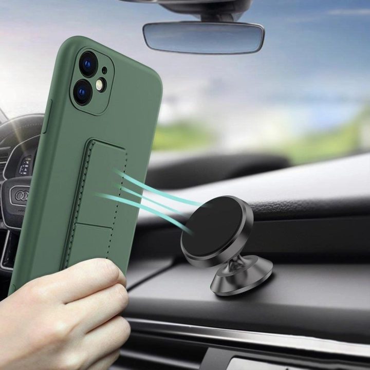 Silikoninis dėklas su stovu iPhone 13 mini tamsiai mėlynas