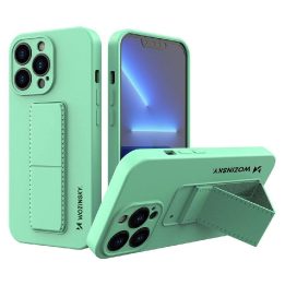Silikoninis dėklas su stovu iPhone 13 mini mėtų spalvos korpusui