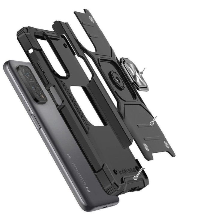 Ring Armor tvirtas hibridinis dėklas su magnetiniu laikikliu Mi Poco M4 Pro 5G / Redmi Note 11 5G (Kinija) / Redmi Note 11T 5G /