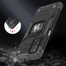 Ring Armor tvirtas hibridinis dėklas + magnetinis laikiklis, skirtas Samsung Galaxy A03s , juodas
