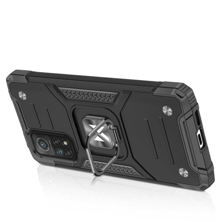 Ring Armor tvirtas hibridinis dėklas + magnetinis laikiklis, skirtas Samsung Galaxy A03s , mėlynas