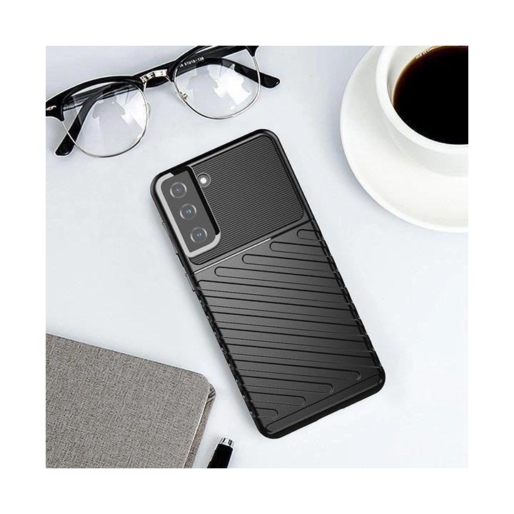 Thunder Case lankstus šarvuotas dangtelis, skirtas Samsung Galaxy S22 + (S22 Plus), juodas
