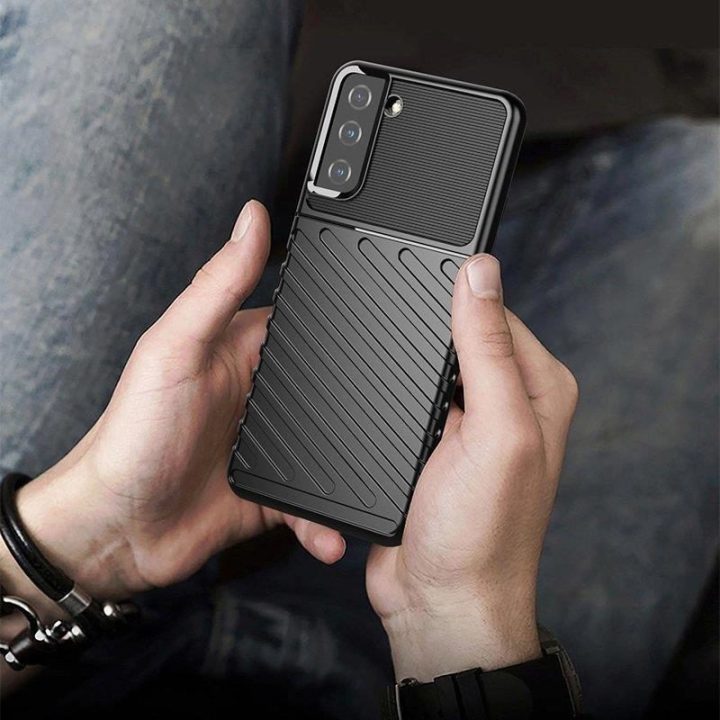 Thunder Case lankstus šarvuotas dangtelis, skirtas Samsung Galaxy S22 + (S22 Plus), mėlynas