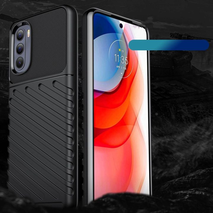 Thunder Case lankstus šarvuotas dangtelis, skirtas Motorola Moto G Stylus 2022 , juodos spalvos