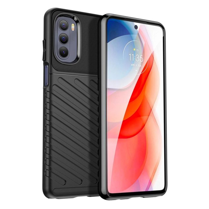 Thunder Case lankstus šarvuotas dangtelis, skirtas Motorola Moto G Stylus 2022 , juodos spalvos