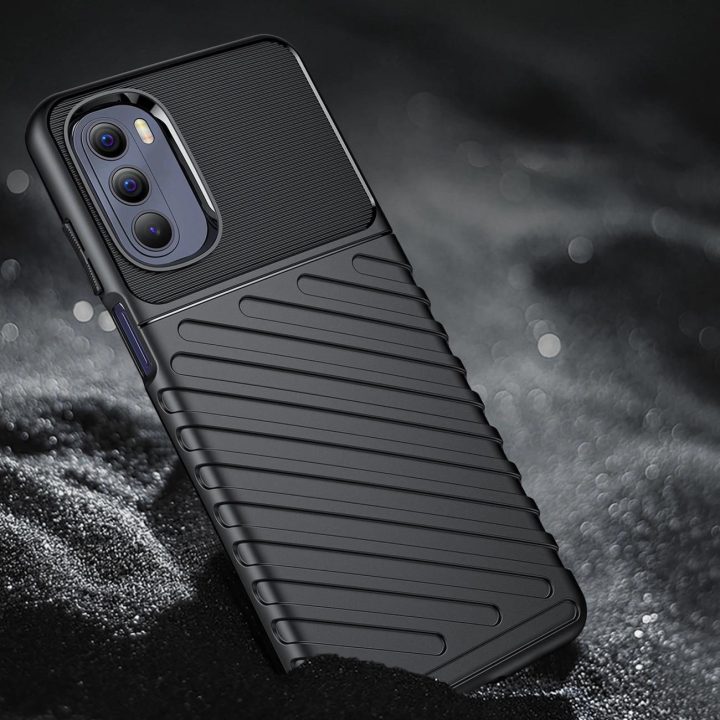 Thunder Case lankstus šarvuotas dangtelis, skirtas Motorola Moto G Stylus 2022 , juodos spalvos