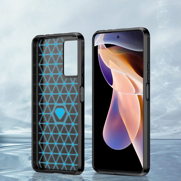 Carbon Case lankstus dėklas Xiaomi Redmi Note 11 Pro+ 5G (Kinija) / 11 Pro 5G (Kinija) / Mi11i HyperCharge / Poco X4 NFC juodas