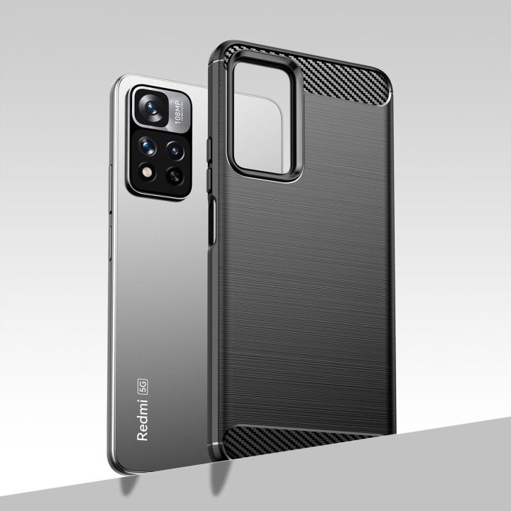 Carbon Case lankstus dėklas Xiaomi Redmi Note 11 Pro+ 5G (Kinija) / 11 Pro 5G (Kinija) / Mi11i HyperCharge / Poco X4 NFC juodas