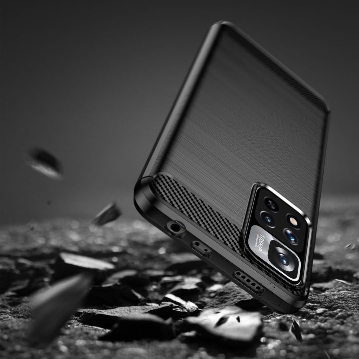 Carbon Case lankstus dėklas Xiaomi Redmi Note 11 Pro+ 5G (Kinija) / 11 Pro 5G (Kinija) / Mi11i HyperCharge / Poco X4 NFC juodas