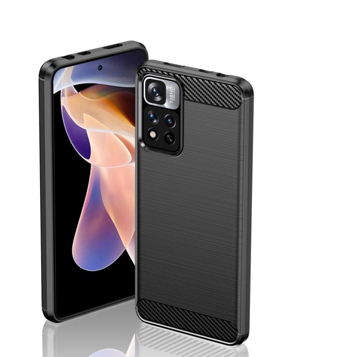 Carbon Case lankstus dėklas Xiaomi Redmi Note 11 Pro+ 5G (Kinija) / 11 Pro 5G (Kinija) / Mi11i HyperCharge / Poco X4 NFC juodas