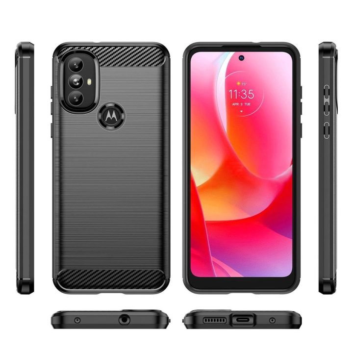 Carbon Case Lankstus korpuso dangtelis Motorola Moto G Power 2022 black
