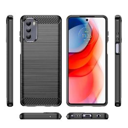 Lankstus Carbon Case dangtelis, skirtas Motorola Moto G Stylus 2022 , juodos spalvos