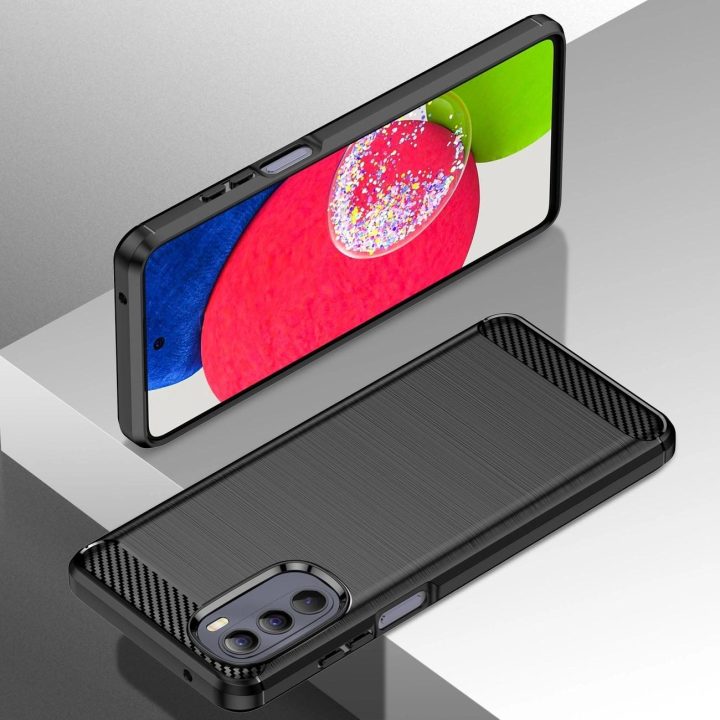 Lankstus Carbon Case dangtelis, skirtas Motorola Moto G Stylus 2022 , juodos spalvos