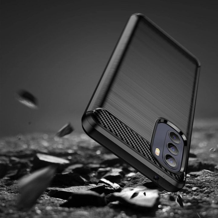 Lankstus Carbon Case dangtelis, skirtas Motorola Moto G Stylus 2022 , juodos spalvos