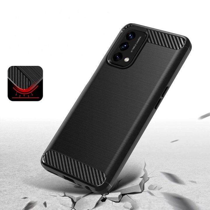 Carbon Case Lankstus dangtelis skirtas OnePlus Nord N200 5G juodas