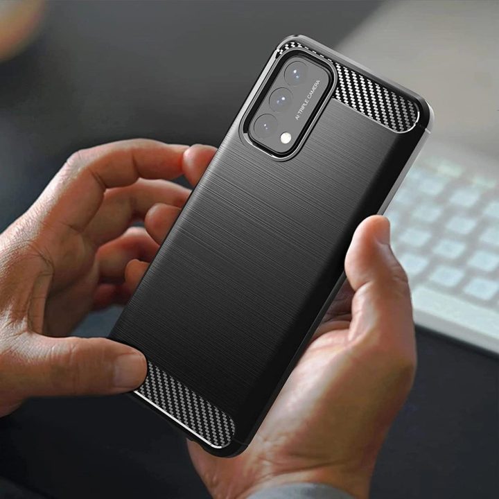 Carbon Case Lankstus dangtelis skirtas OnePlus Nord N200 5G juodas