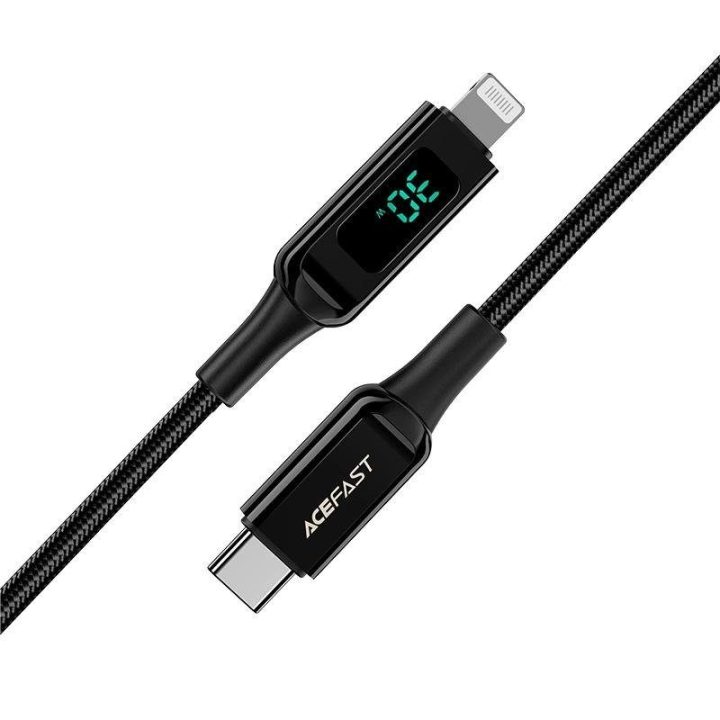 Acefast kabelis MFI USB Type C - Lightning 1,2 m, 30 W, 3A, juodas (C6-01 Black)