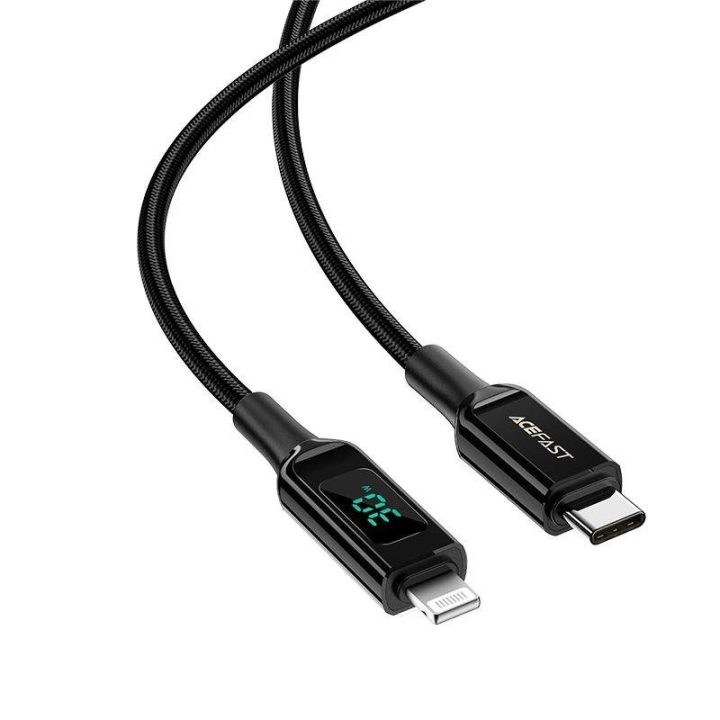 Acefast kabelis MFI USB Type C - Lightning 1,2 m, 30 W, 3A, juodas (C6-01 Black)