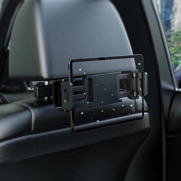 Acefast automobilinis galvos atramos laikiklis telefonui ir planšetiniam kompiuteriui (135-230mm pločio) juodas (D8 juodas)