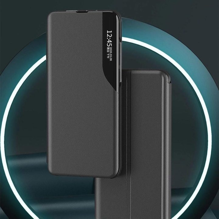 Eco Leather View Case elegantiškas dėklas su atlenkiamu dangteliu ir stovo funkcija Xiaomi Redmi Note 11 Pro+ 5G (Kinija) / 11 P