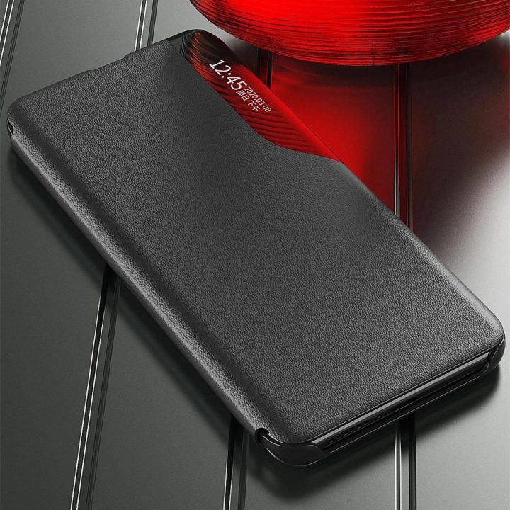 Eco Leather View Case elegantiškas dėklas su atlenkiamu dangteliu ir stovo funkcija Xiaomi Redmi Note 11 Pro+ 5G (Kinija) / 11 P