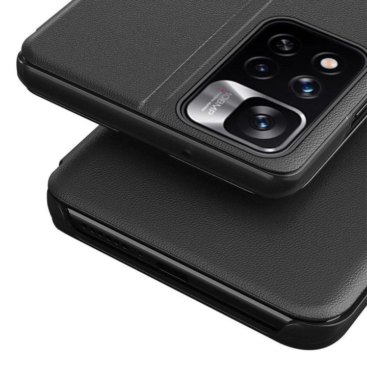 Eco Leather View Case elegantiškas dėklas su atlenkiamu dangteliu ir stovo funkcija Xiaomi Redmi Note 11 Pro+ 5G (Kinija) / 11 P