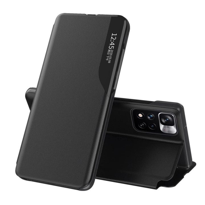 Eco Leather View Case elegantiškas dėklas su atlenkiamu dangteliu ir stovo funkcija Xiaomi Redmi Note 11 Pro+ 5G (Kinija) / 11 P