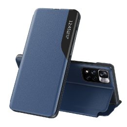 Eco Leather View dėklas Elegantiškas atlenkiamas dangtelis su stovo funkcija Poco M4 Pro 5G Blue