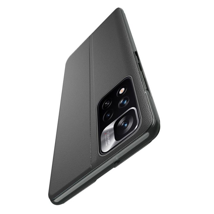 Eco Leather View dėklas Elegantiškas atlenkiamas dangtelis su stovo funkcija Poco M4 Pro 5G Blue