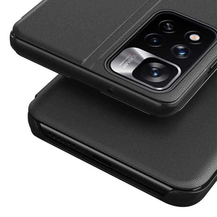 Eco Leather View dėklas Elegantiškas atlenkiamas dangtelis su stovo funkcija Poco M4 Pro 5G Blue
